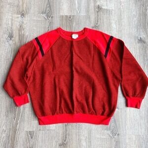 Vintage Class Action Red Black Geometric Acrylic Sweatshirt Crew Mens 42